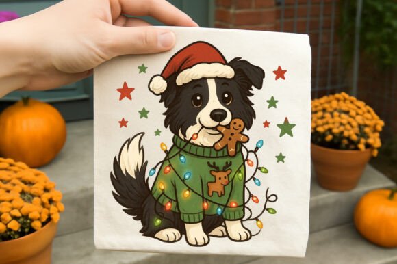 Border Collie Christmas PNG: Festive Illustrations
