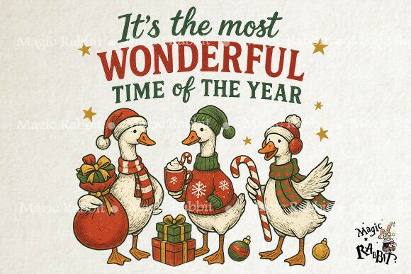 Christmas Goose Trio Illustration PNG Review