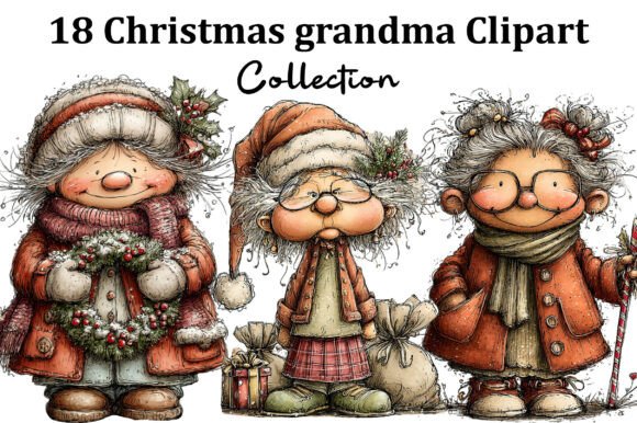 Christmas Grandma Clipart: Illustrations for Branding
