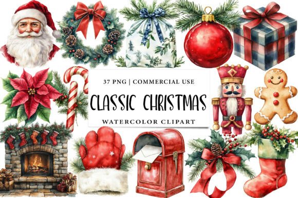 Classic Christmas Clipart Bundle: Illustrations Review