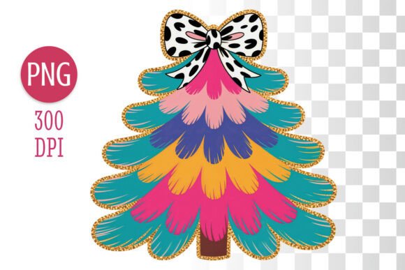 Colorful Boho Christmas Tree PNG: Illustrations for Blogs