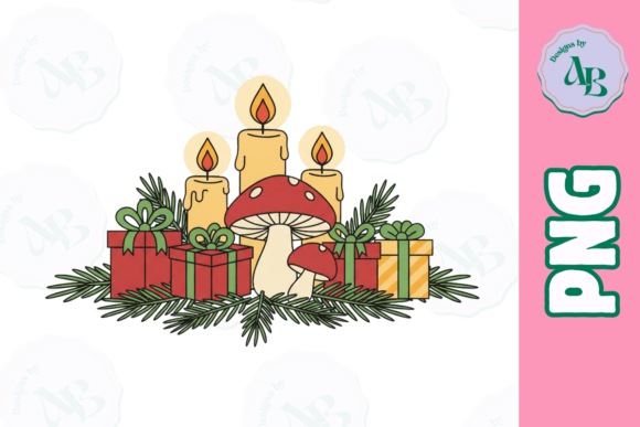 Cottagecore Christmas Candles PNG: Festive Illustrations
