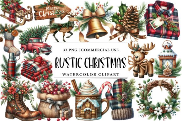 Cozy Rustic Christmas Clipart Bundle: Illustrations Review
