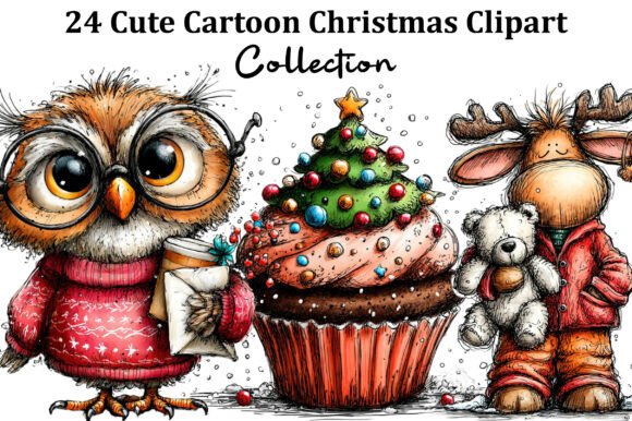 Cute Cartoon Christmas Clipart: Festive Illustrations