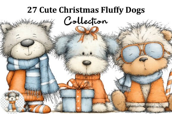 Cute Christmas Fluffy Dogs Sublimation Illustrations Review