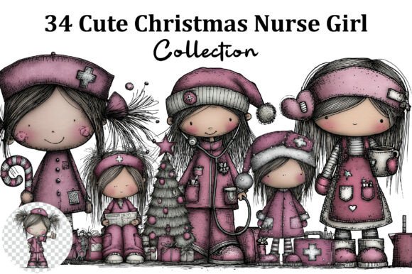 Cute Christmas Nurse Girl Clipart: Editorial Illustrations Review