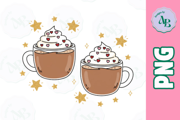 Cute Romantic Christmas Winter Hot Cocoa Illustrations