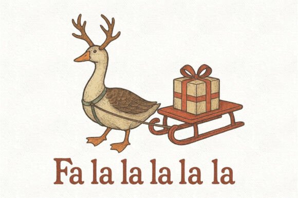 Fa La La Vintage Christmas Goose PNG Review