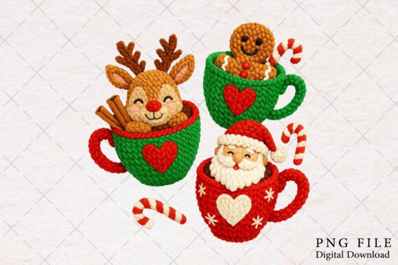 Faux Yarn Christmas Mugs Png: Illustrations Review