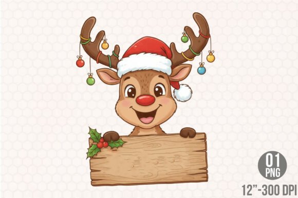 Funny Christmas Reindeer PNG for Illustrations