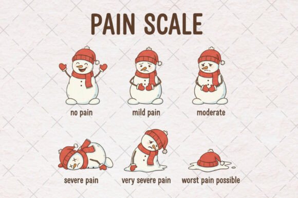 Funny Santa Pain Scale: Festive Illustrations