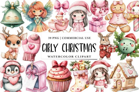 Kawaii Girly Christmas Clipart Bundle Review