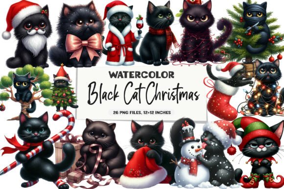 Review: Christmas Black Funny Cat Clipart for Embroidery