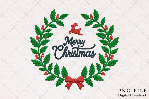 Review: Yarn Crochet Christmas Holly Wreath PNG for Embroidery