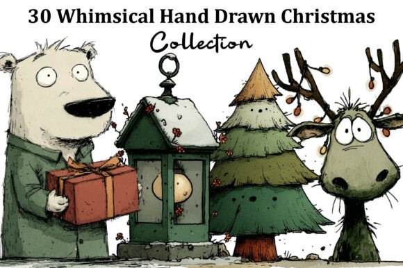 Reviewing Whimsical Hand Drawn Christmas Clipart for Stitching