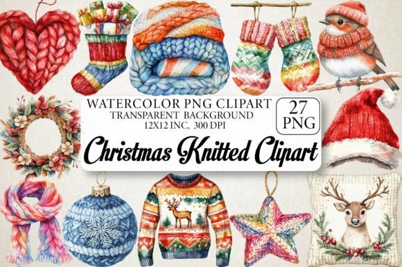 Watercolor Christmas Knitted Clipart: A Crafter’s Review