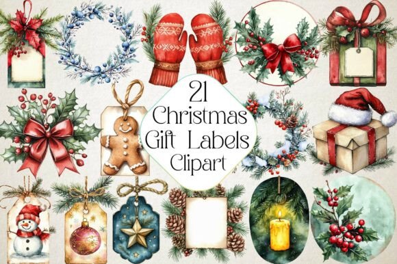 Watercolor Christmas Labels: Illustrations Review
