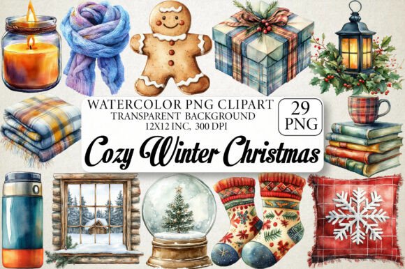 Watercolor Cozy Winter Christmas Clipart Freebies Review
