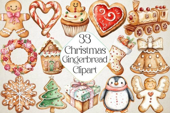 Watercolor Cute Christmas Gingerbread Illustrations Review
