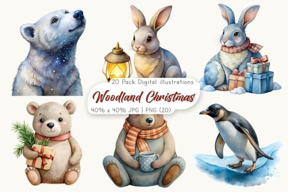 Watercolor Woodland Christmas Illustrations Review