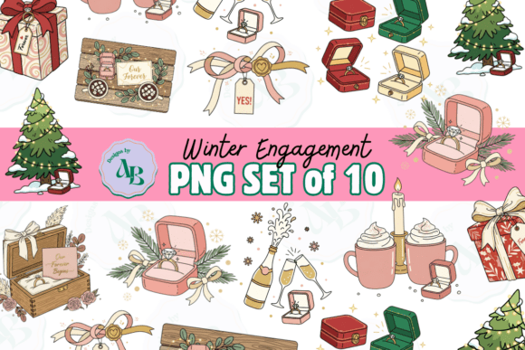 Winter Christmas Engagement Clip Art Set: Illustrations