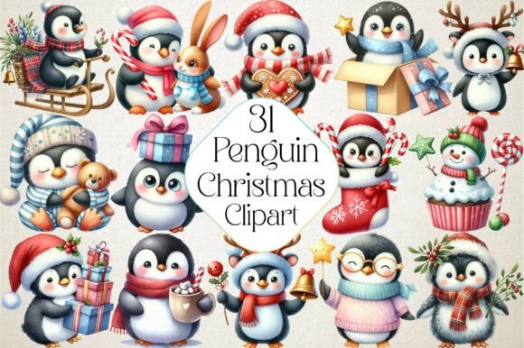 Winter Penguin Christmas Clipart: Illustrations Review